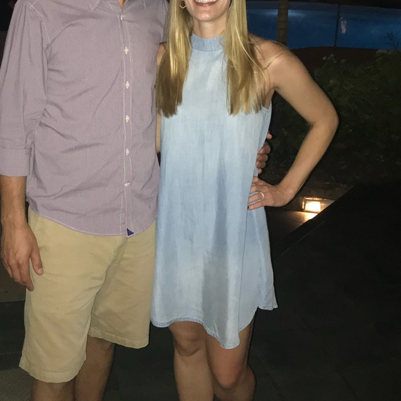 Cloth & Stone Chambray Halter Swing Mini Dress - Picture 5 of 5